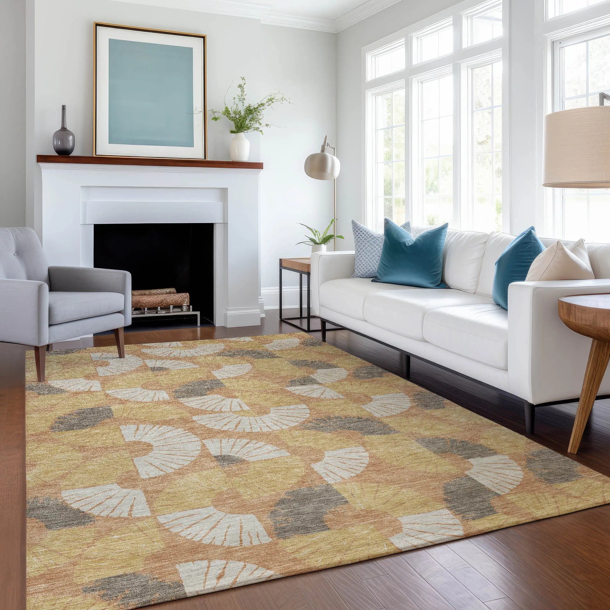 3' X 5' Copper And Gold Geometric Washable Indoor Outdoor Area Rug Homeroots Outdoor