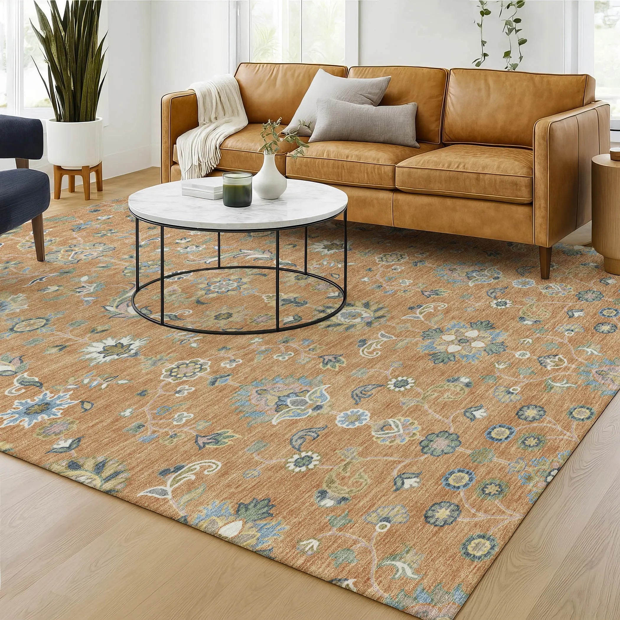 3' X 5' Copper And Green Abstract Washable Indoor Outdoor Area Rug Homeroots Outdoor
