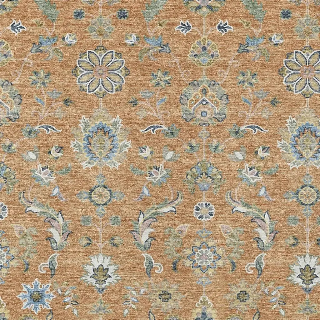 3' X 5' Copper And Green Abstract Washable Indoor Outdoor Area Rug Homeroots Outdoor