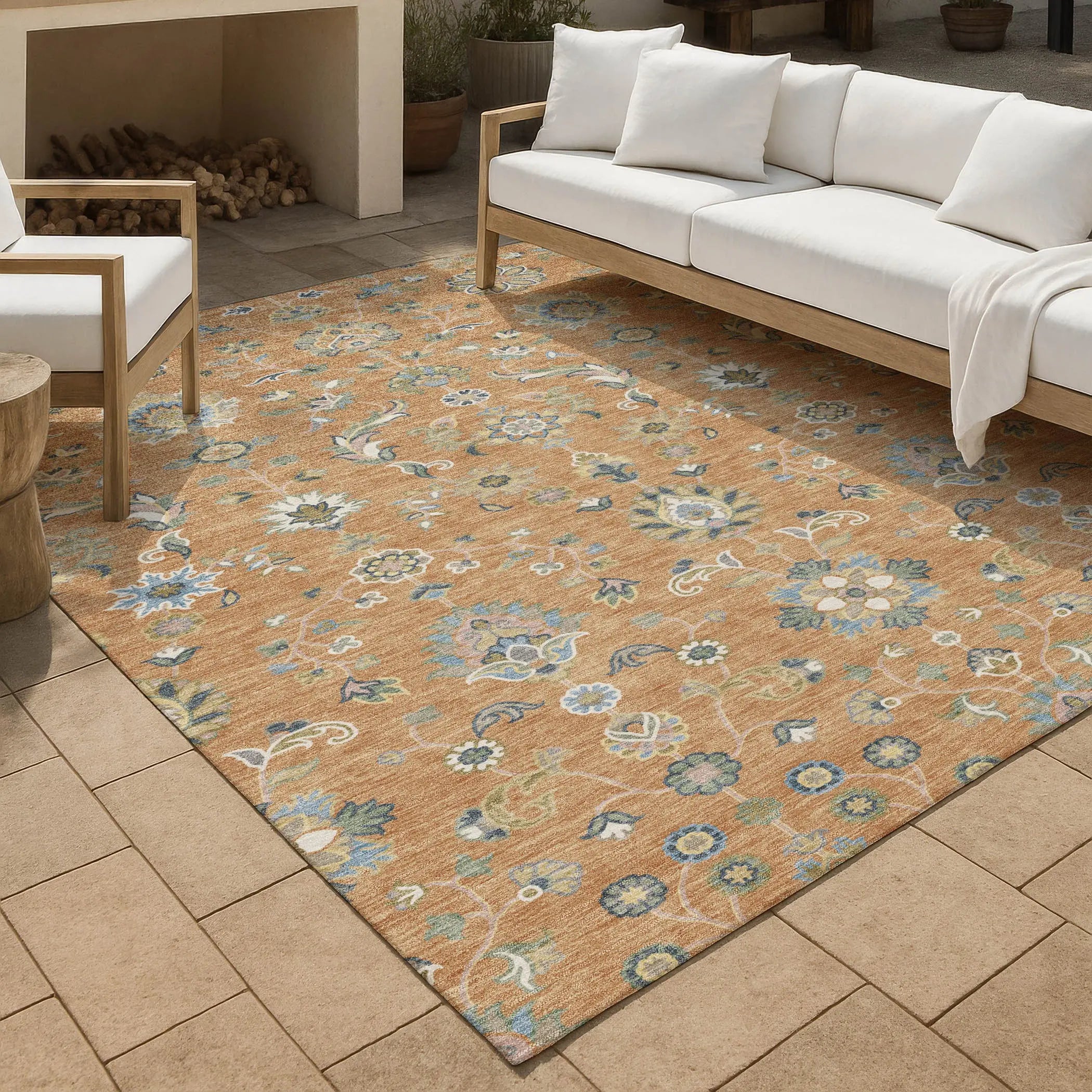 3' X 5' Copper And Green Abstract Washable Indoor Outdoor Area Rug Homeroots Outdoor