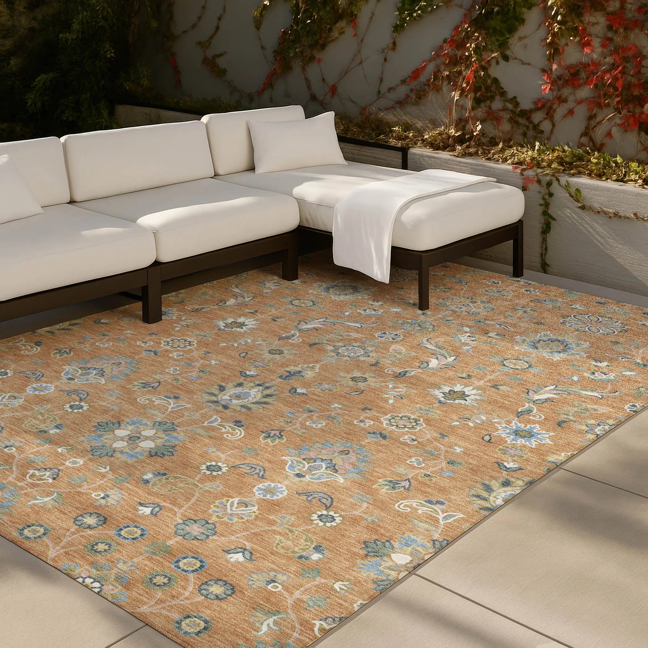 3' X 5' Copper And Green Abstract Washable Indoor Outdoor Area Rug Homeroots Outdoor