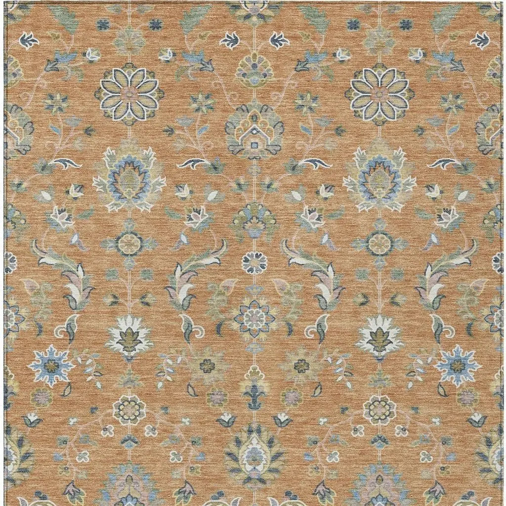 3' X 5' Copper And Green Abstract Washable Indoor Outdoor Area Rug Homeroots Outdoor