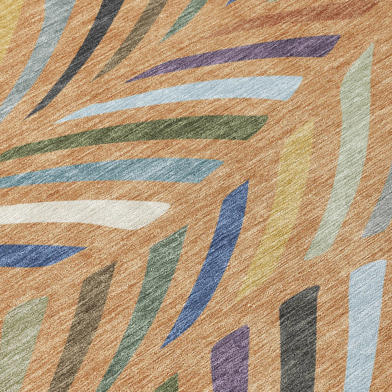 3' X 5' Copper And Green Abstract Washable Indoor Outdoor Area Rug Homeroots Outdoor