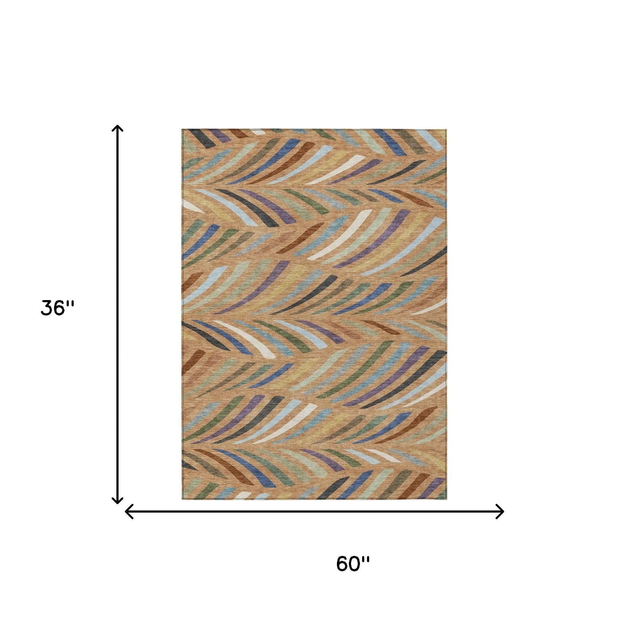 3' X 5' Copper And Green Abstract Washable Indoor Outdoor Area Rug Homeroots Outdoor
