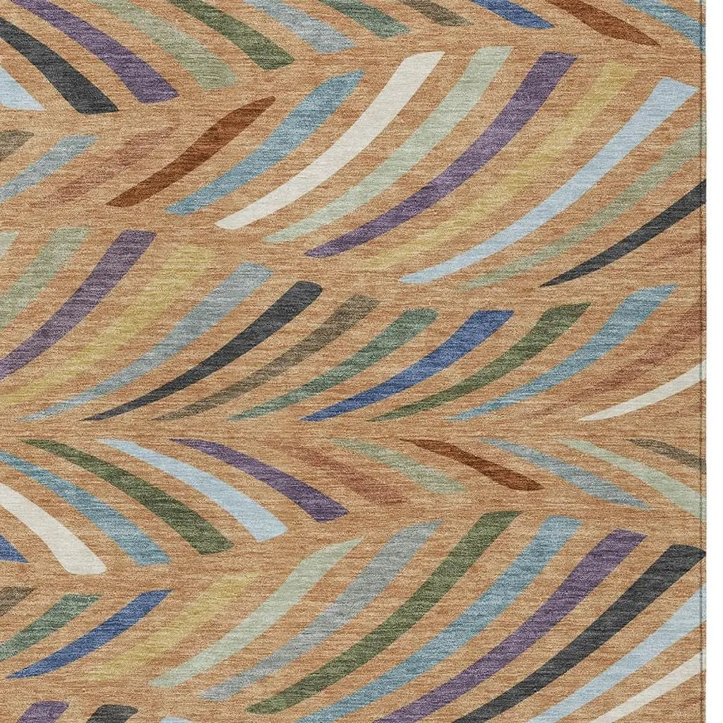 3' X 5' Copper And Green Abstract Washable Indoor Outdoor Area Rug Homeroots Outdoor