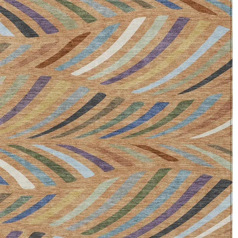3' X 5' Copper And Green Abstract Washable Indoor Outdoor Area Rug Homeroots Outdoor