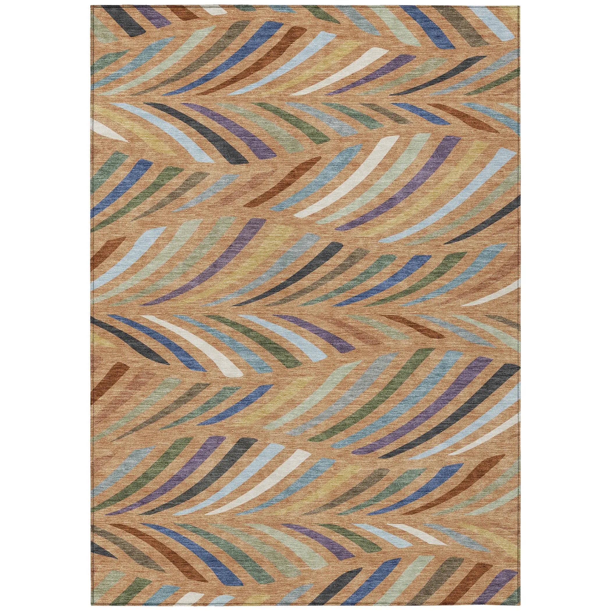 3' X 5' Copper And Green Abstract Washable Indoor Outdoor Area Rug Homeroots Outdoor