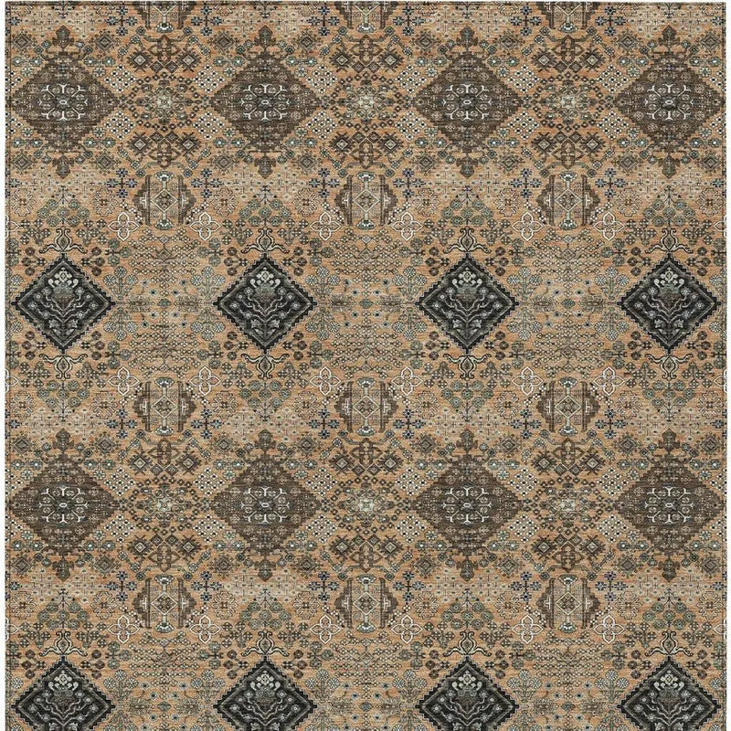 3' X 5' Copper And Green Geometric Washable Indoor Outdoor Area Rug Homeroots Outdoor