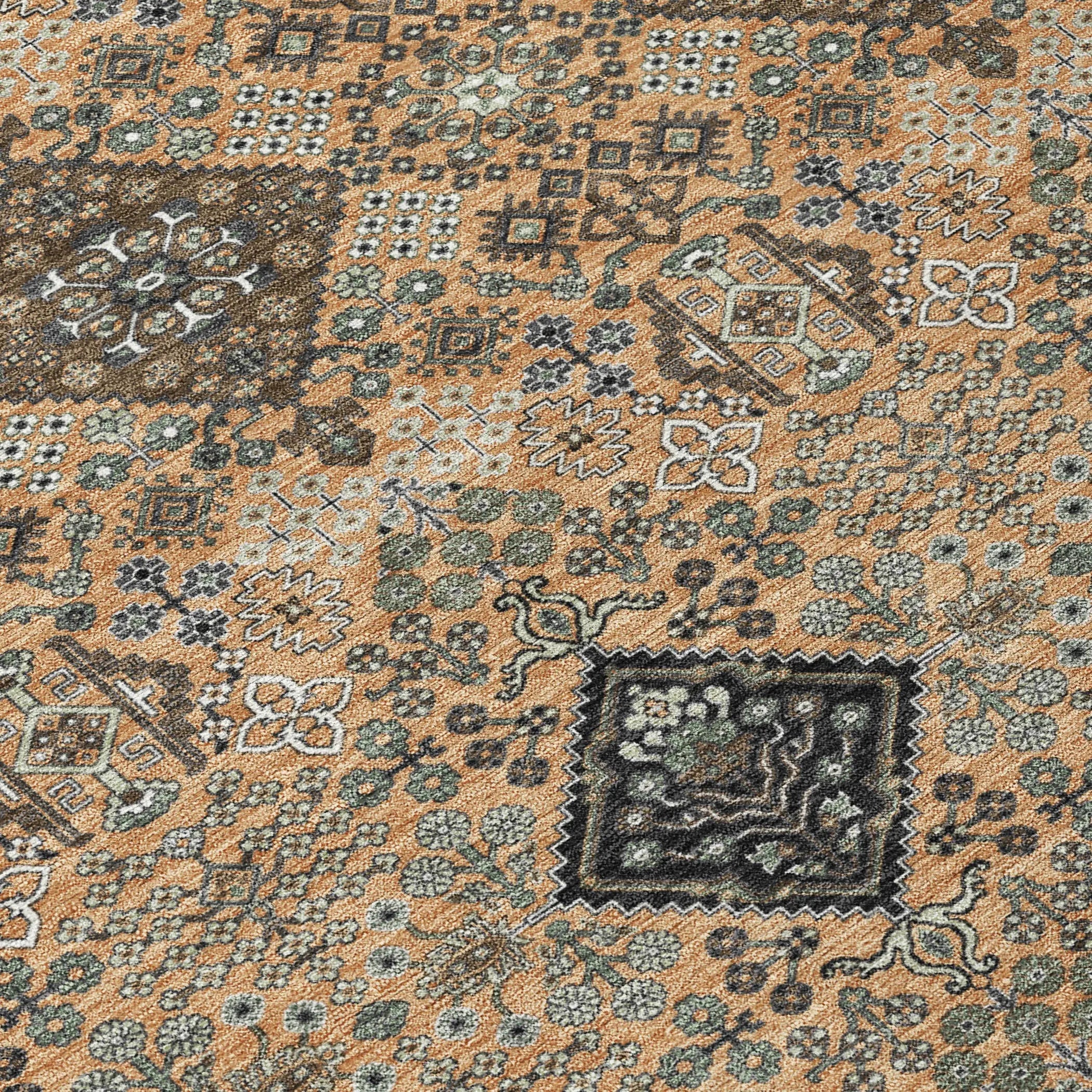 3' X 5' Copper And Green Geometric Washable Indoor Outdoor Area Rug Homeroots Outdoor