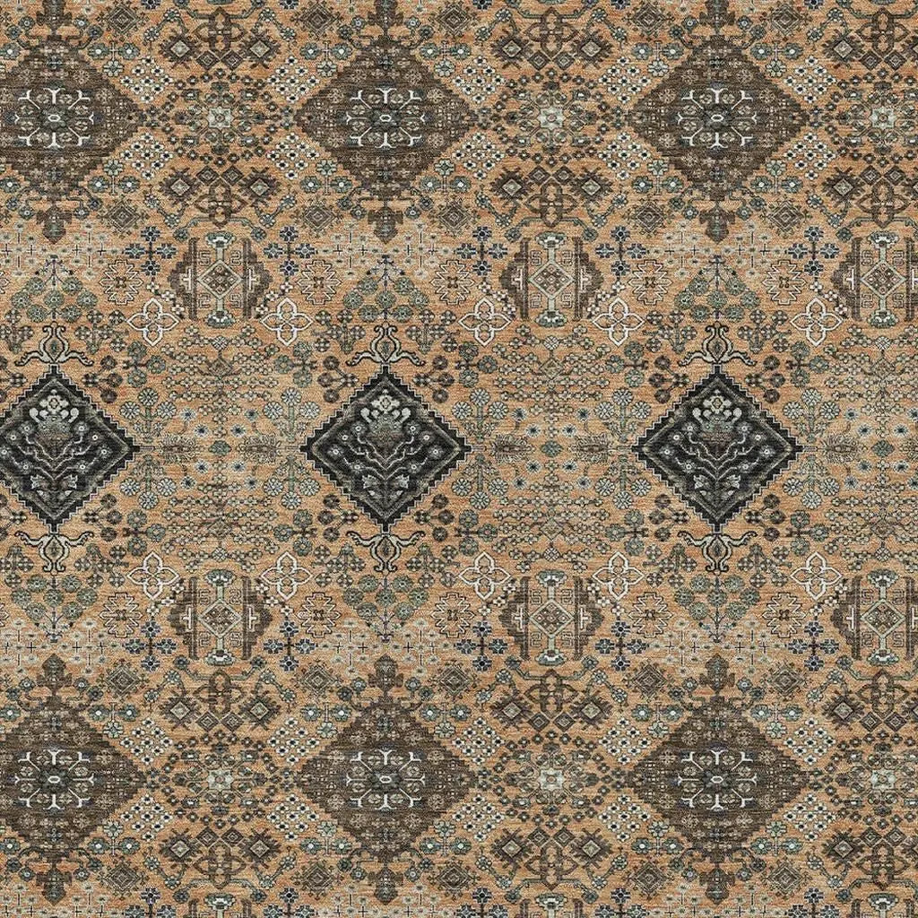 3' X 5' Copper And Green Geometric Washable Indoor Outdoor Area Rug Homeroots Outdoor