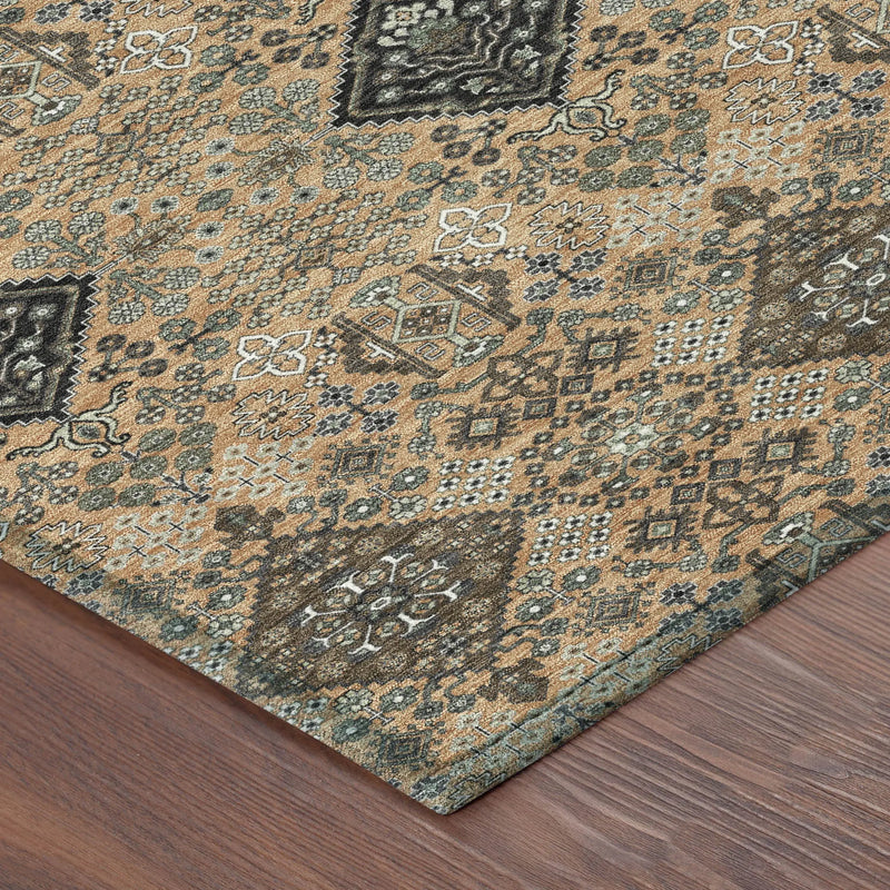 3' X 5' Copper And Green Geometric Washable Indoor Outdoor Area Rug Homeroots Outdoor