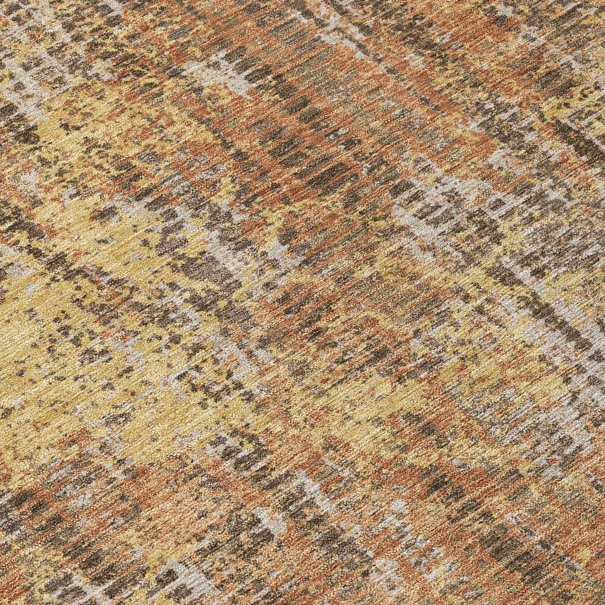 3' X 5' Copper And Ivory Abstract Washable Indoor Outdoor Area Rug Homeroots Outdoor