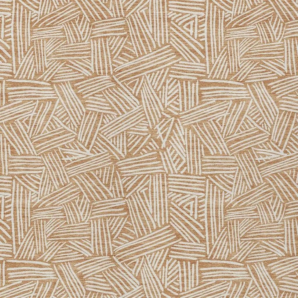 3' X 5' Copper And Ivory Geometric Washable Indoor Outdoor Area Rug Homeroots Outdoor