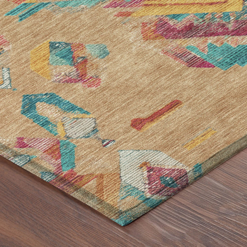 3' X 5' Copper And Ivory Tribal Washable Indoor Outdoor Area Rug Homeroots Outdoor