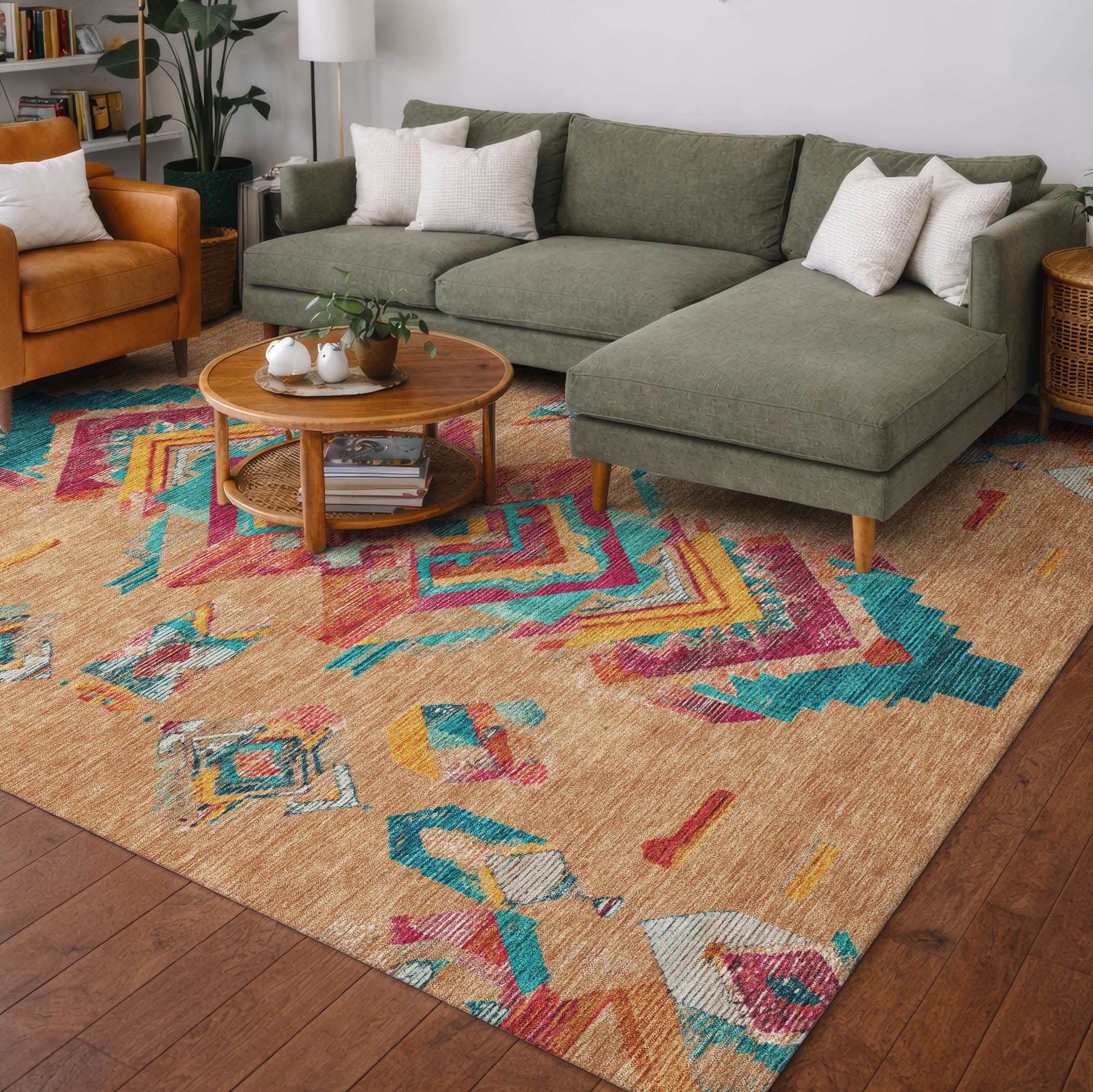 3' X 5' Copper And Ivory Tribal Washable Indoor Outdoor Area Rug Homeroots Outdoor