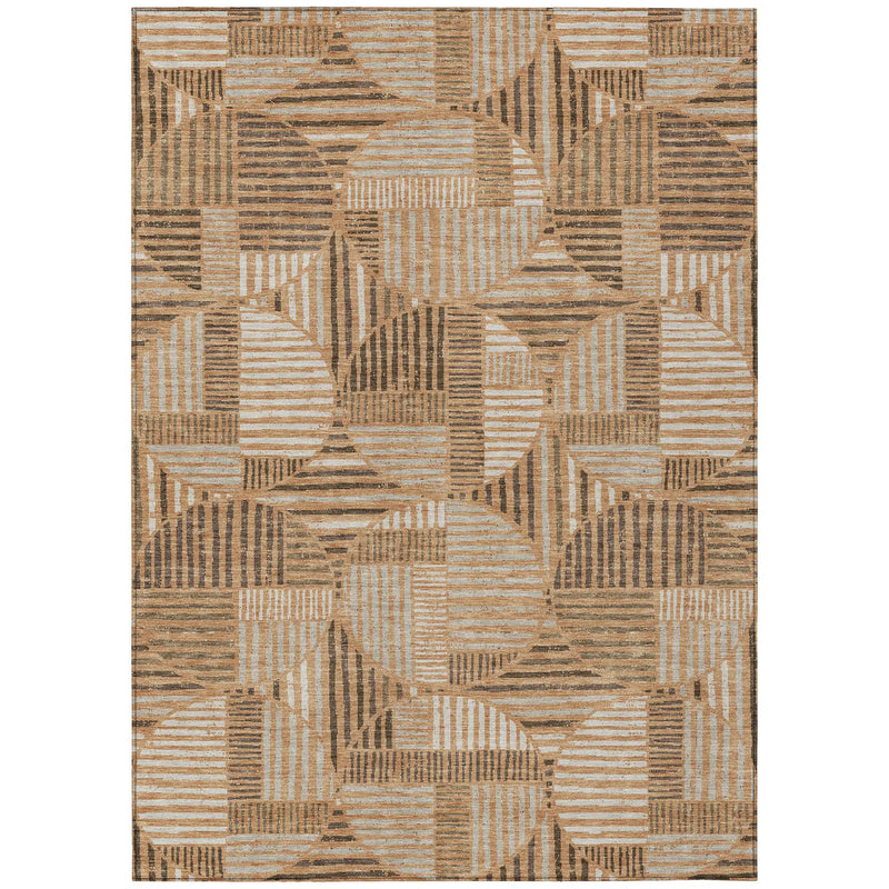3' X 5' Copper And Khaki Geometric Washable Indoor Outdoor Area Rug Homeroots Outdoor