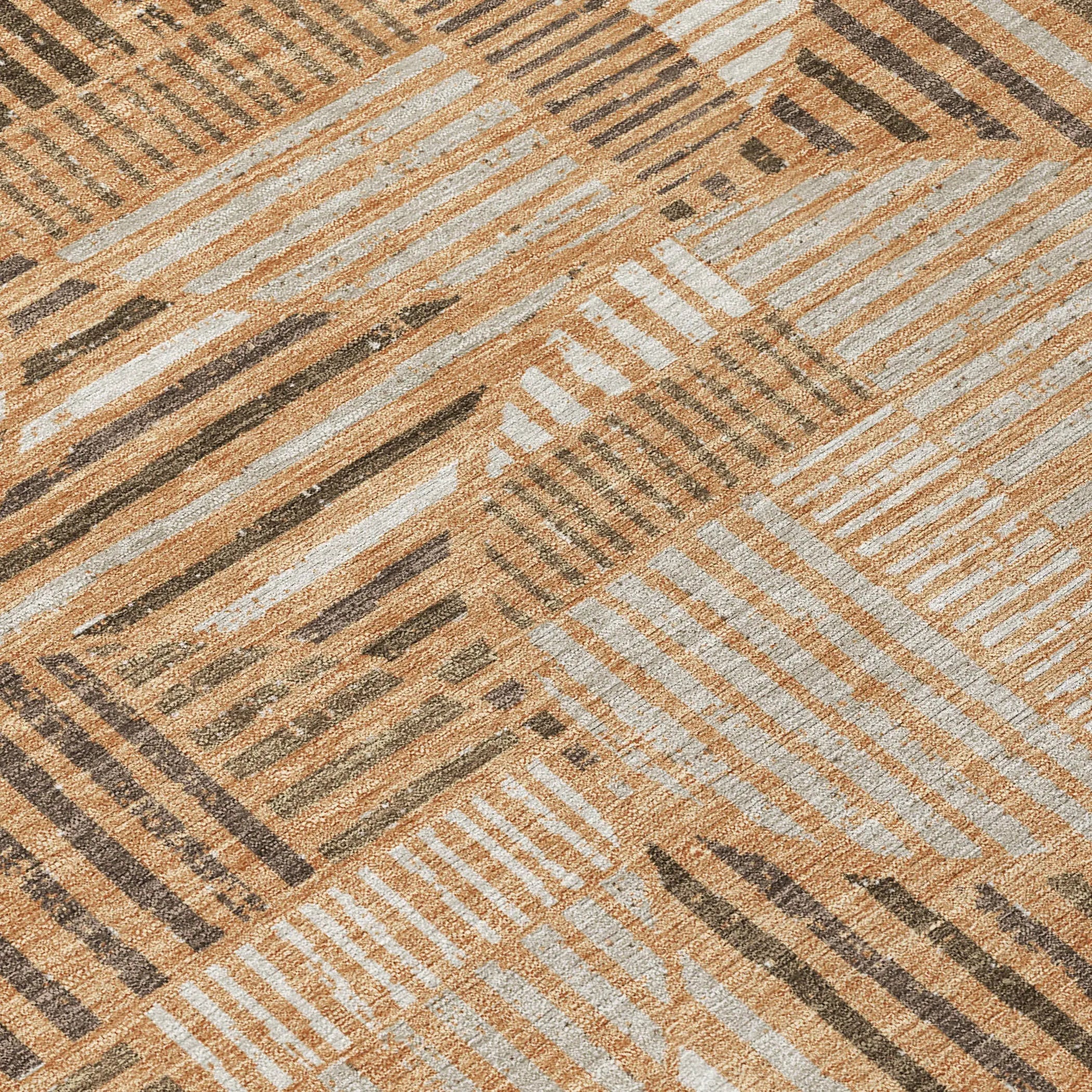 3' X 5' Copper And Khaki Geometric Washable Indoor Outdoor Area Rug Homeroots Outdoor