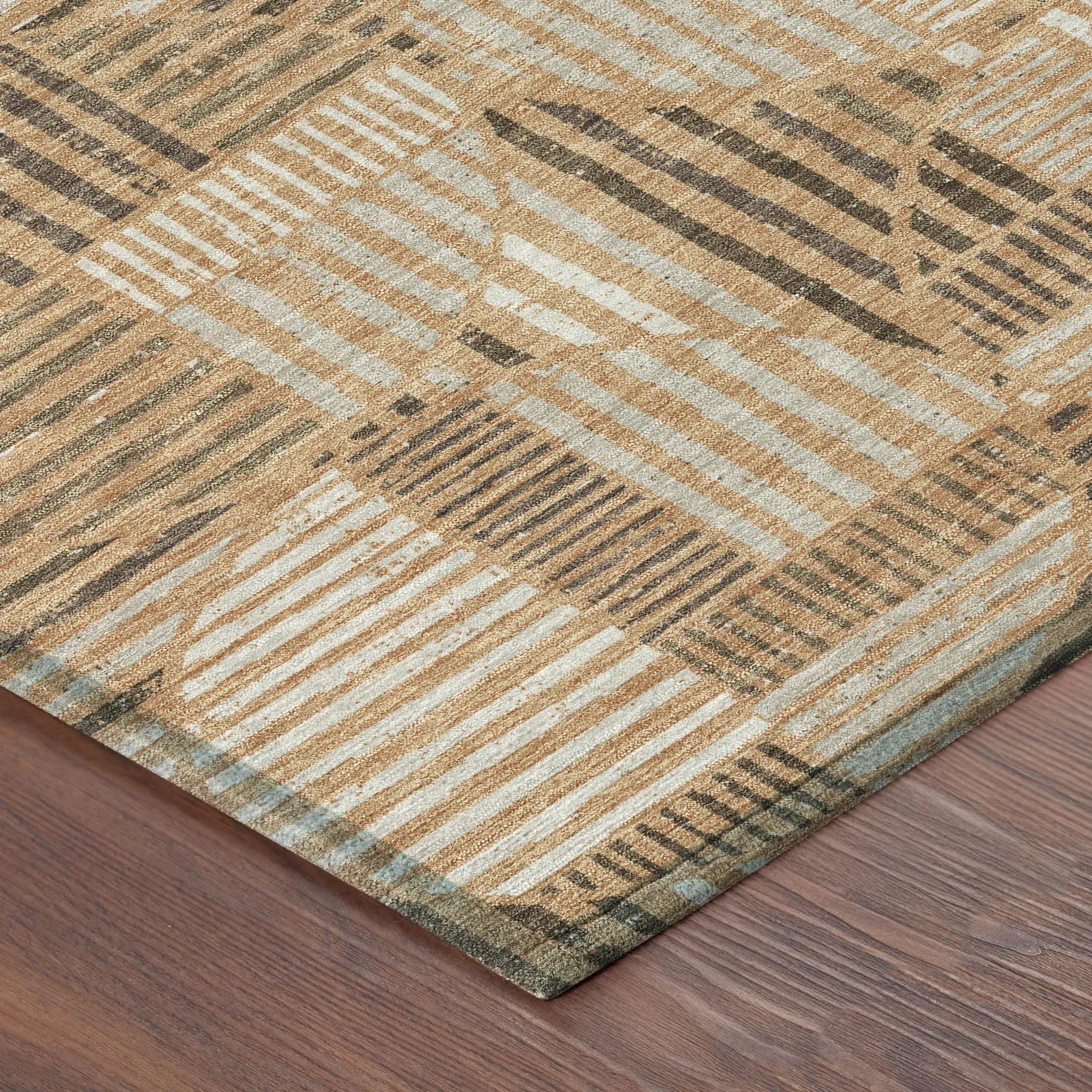 3' X 5' Copper And Khaki Geometric Washable Indoor Outdoor Area Rug Homeroots Outdoor