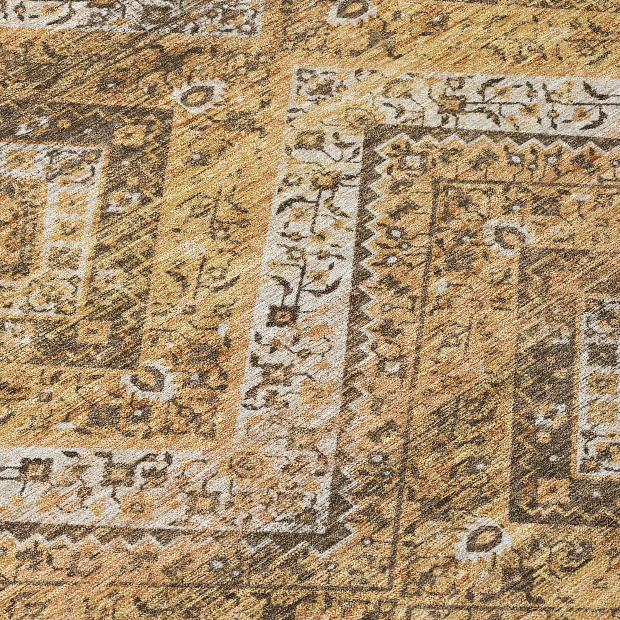 3' X 5' Copper And Khaki Tribal Washable Indoor Outdoor Area Rug Homeroots Outdoor