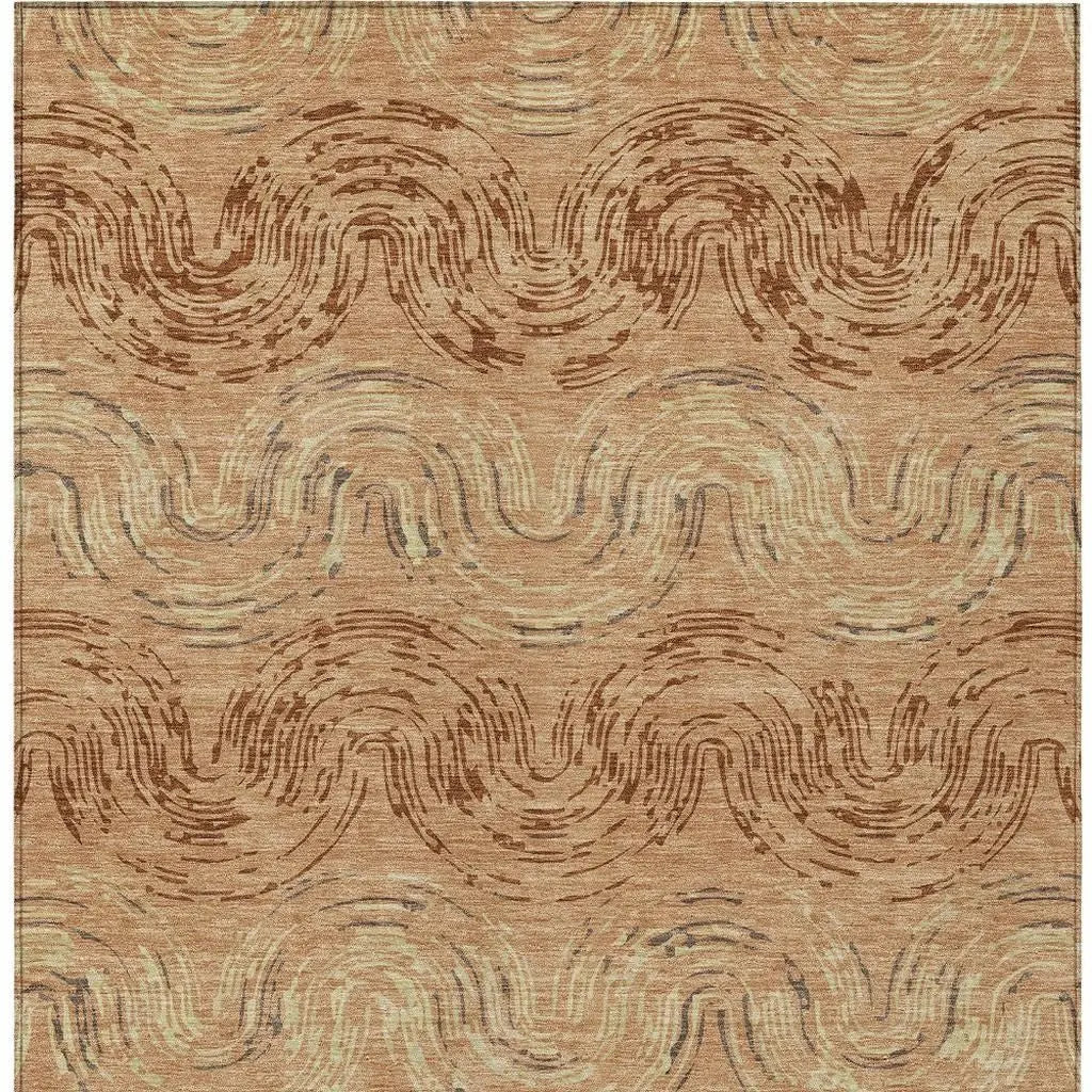 3' X 5' Copper And Orange Abstract Washable Indoor Outdoor Area Rug Homeroots Outdoor