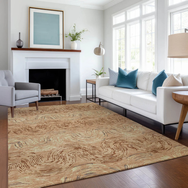 3' X 5' Copper And Orange Abstract Washable Indoor Outdoor Area Rug Homeroots Outdoor