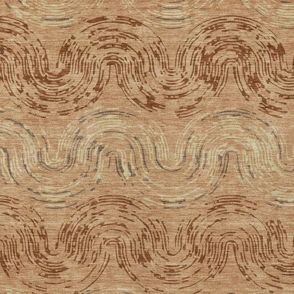 3' X 5' Copper And Orange Abstract Washable Indoor Outdoor Area Rug Homeroots Outdoor