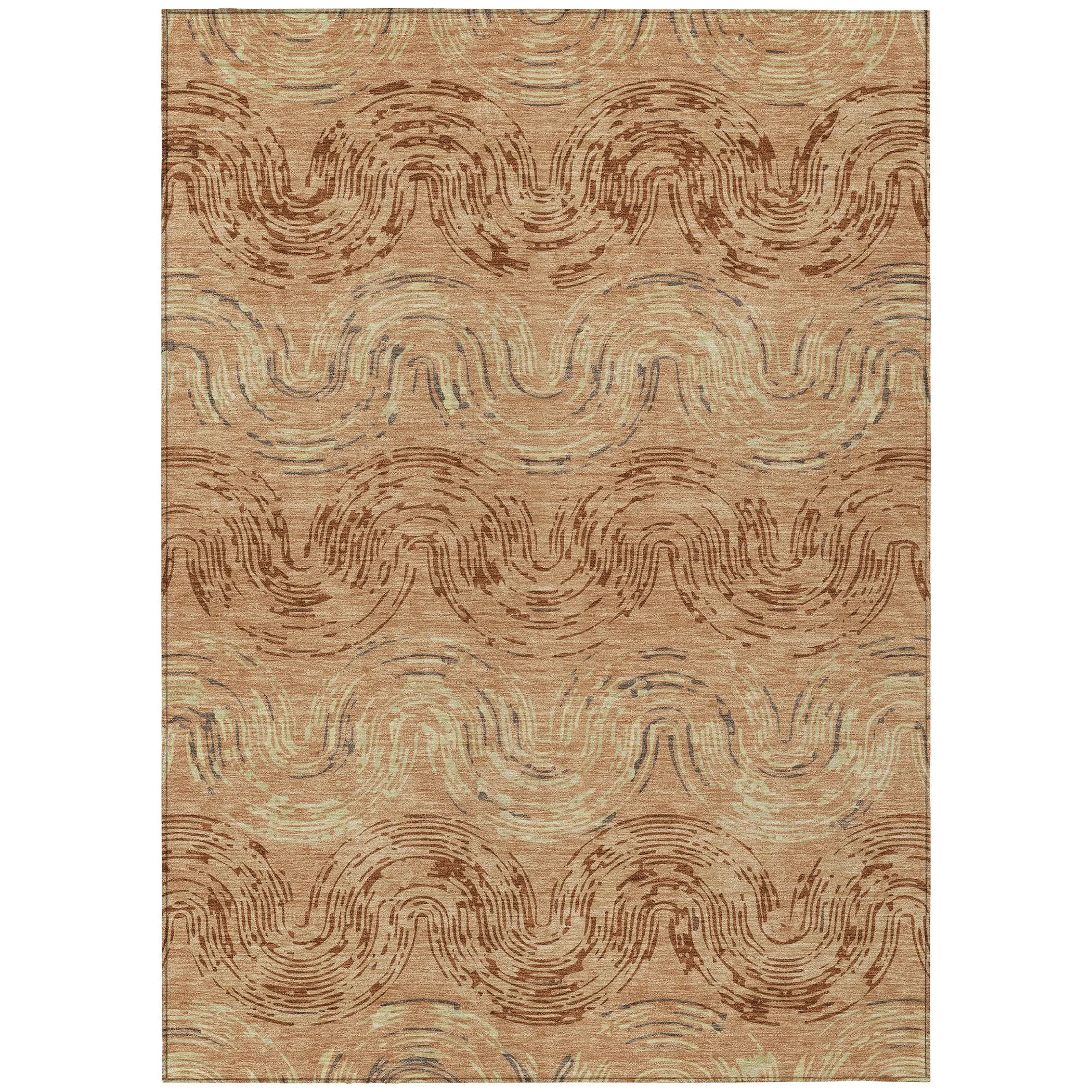 3' X 5' Copper And Orange Abstract Washable Indoor Outdoor Area Rug Homeroots Outdoor