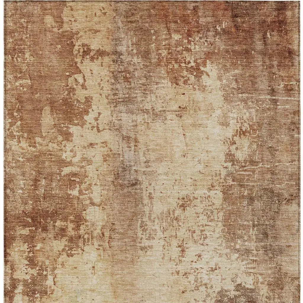 3' X 5' Copper And Orange Abstract Washable Indoor Outdoor Area Rug Homeroots Outdoor