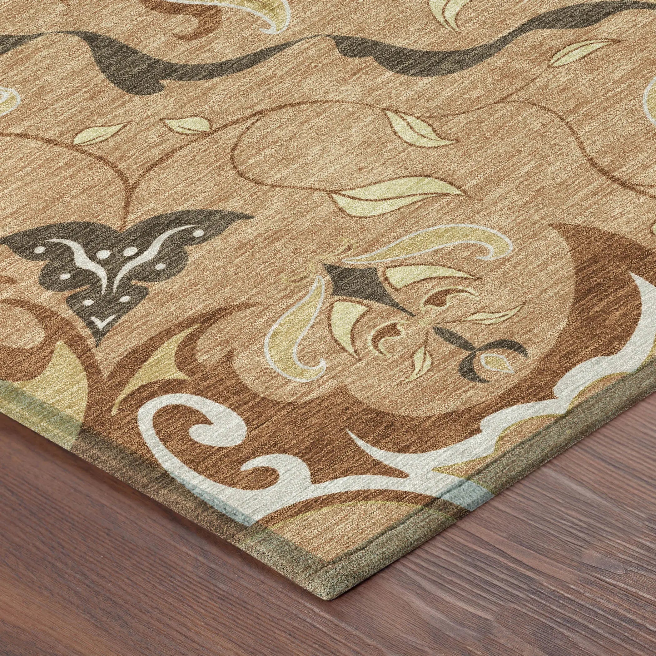 3' X 5' Copper And Orange Damask Washable Indoor Outdoor Area Rug Homeroots Outdoor