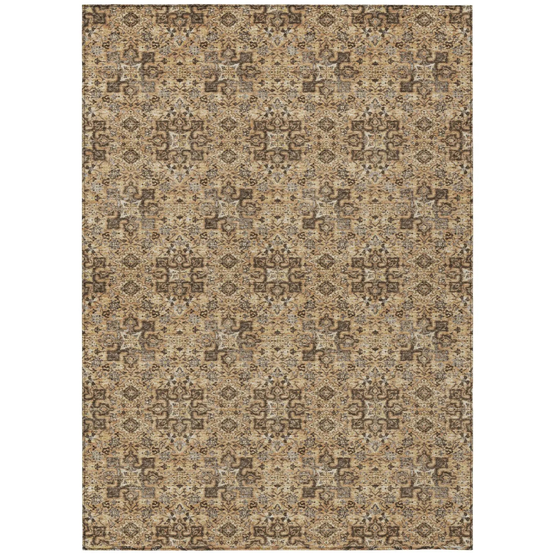 3' X 5' Copper And Orange Damask Washable Indoor Outdoor Area Rug Homeroots Outdoor