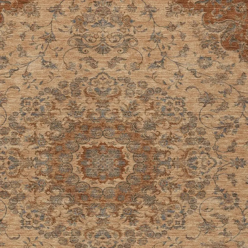 3' X 5' Copper And Orange Floral Medallion Washable Indoor Outdoor Area Rug Homeroots Outdoor