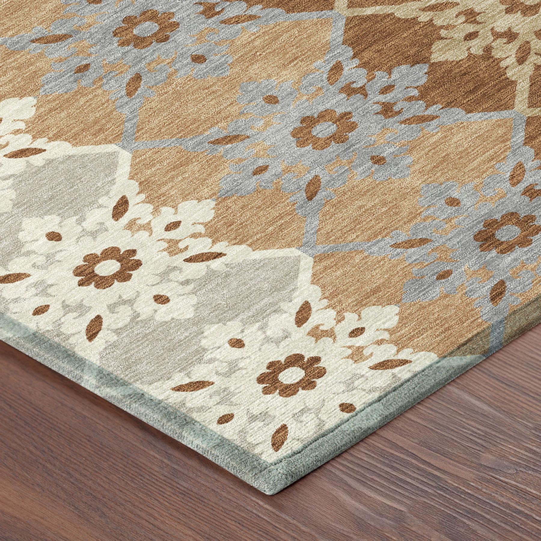 3' X 5' Copper And Orange Floral Medallion Washable Indoor Outdoor Area Rug Homeroots Outdoor