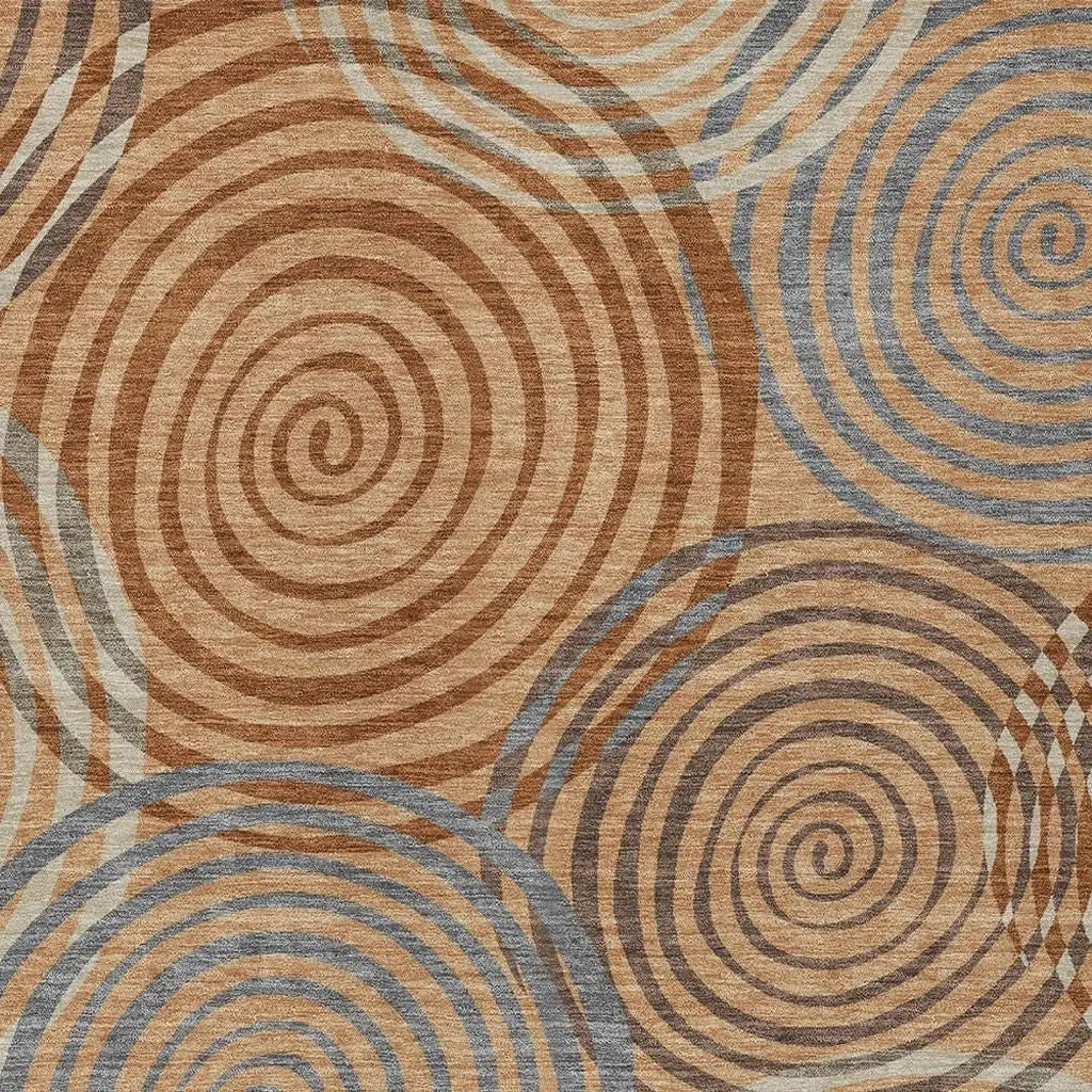 3' X 5' Copper And Orange Geometric Washable Indoor Outdoor Area Rug Homeroots Outdoor