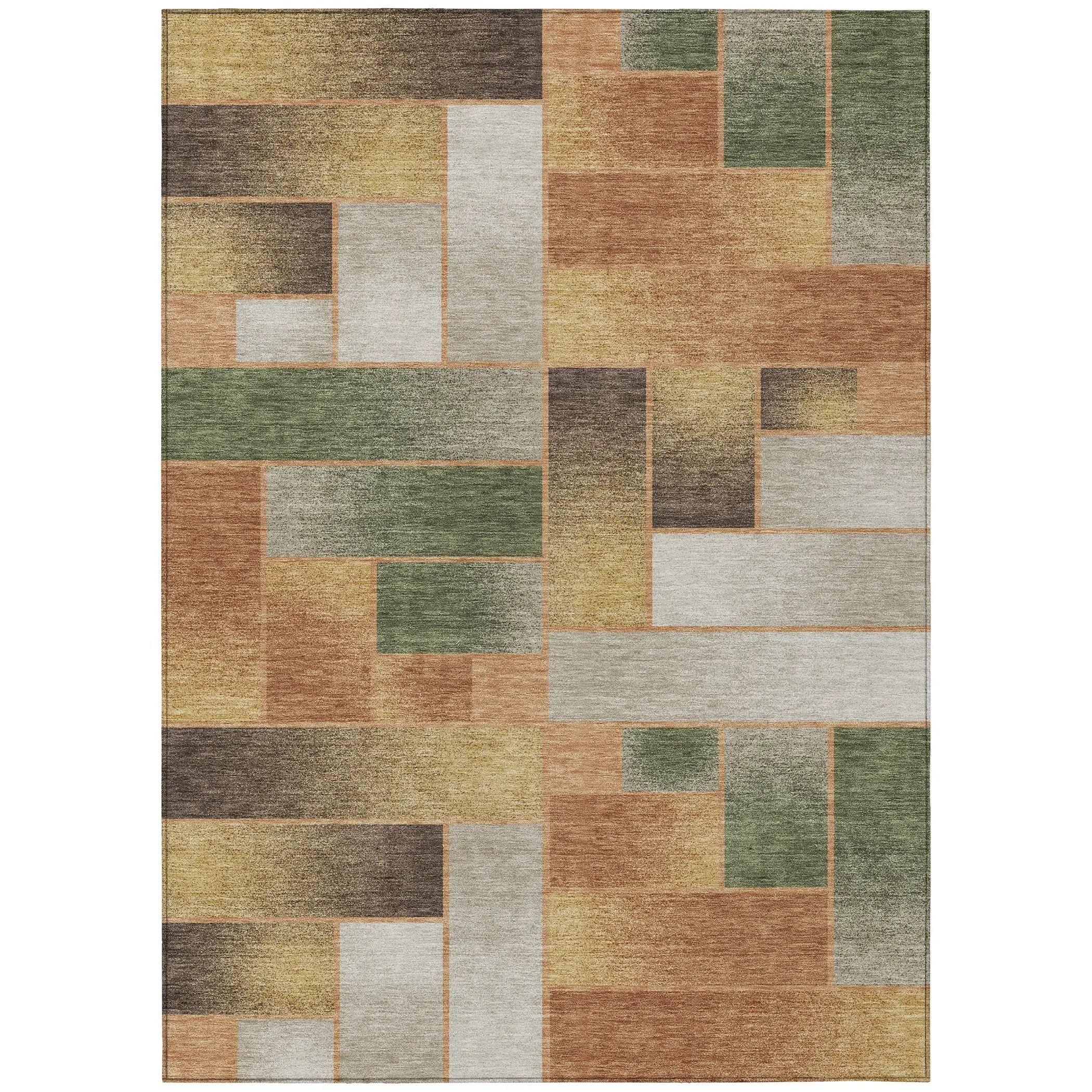 3' X 5' Copper And Orange Geometric Washable Indoor Outdoor Area Rug Homeroots Outdoor
