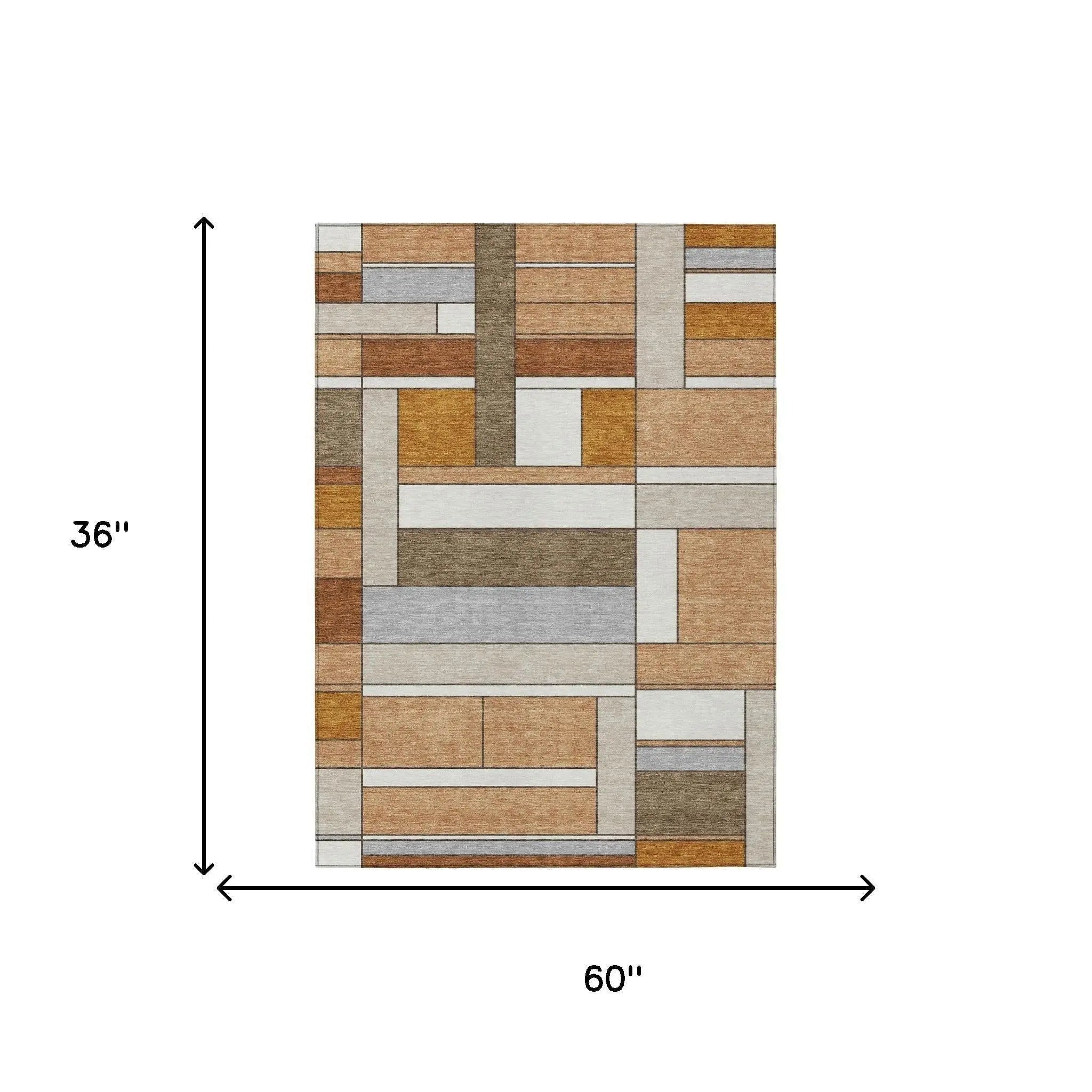 3' X 5' Copper And Orange Geometric Washable Indoor Outdoor Area Rug Homeroots Outdoor