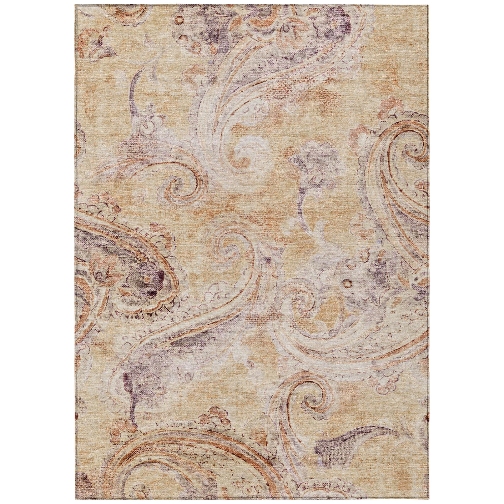3' X 5' Copper And Orange Paisley Washable Indoor Outdoor Area Rug Homeroots Outdoor