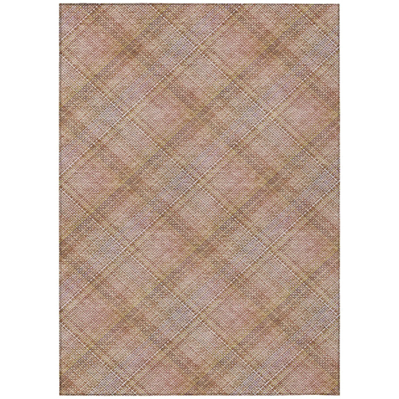 3' X 5' Copper And Orange Plaid Washable Indoor Outdoor Area Rug Homeroots Outdoor