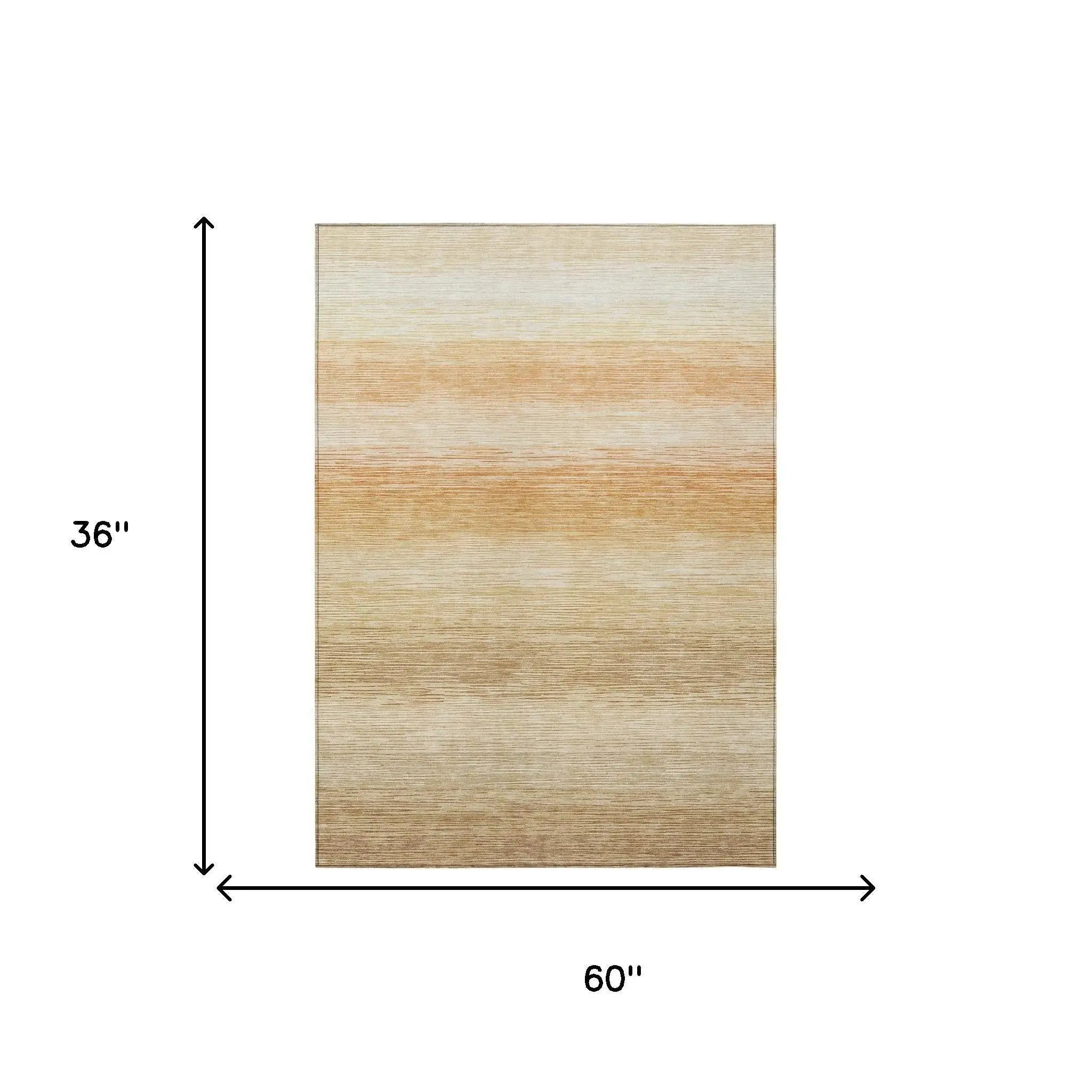 3' X 5' Copper And Orange Striped Washable Indoor Outdoor Area Rug Homeroots Outdoor
