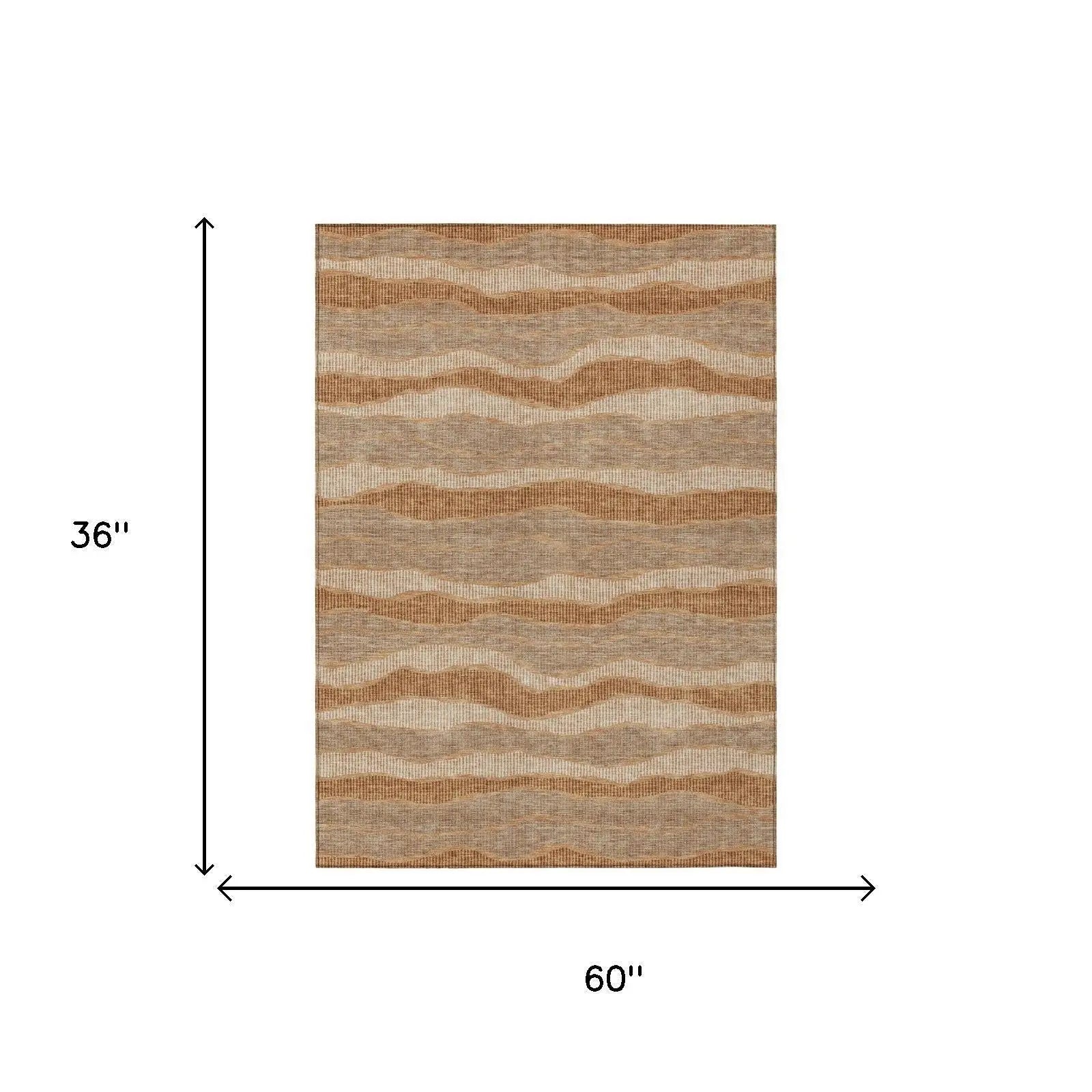 3' X 5' Copper And Orange Striped Washable Indoor Outdoor Area Rug Homeroots Outdoor