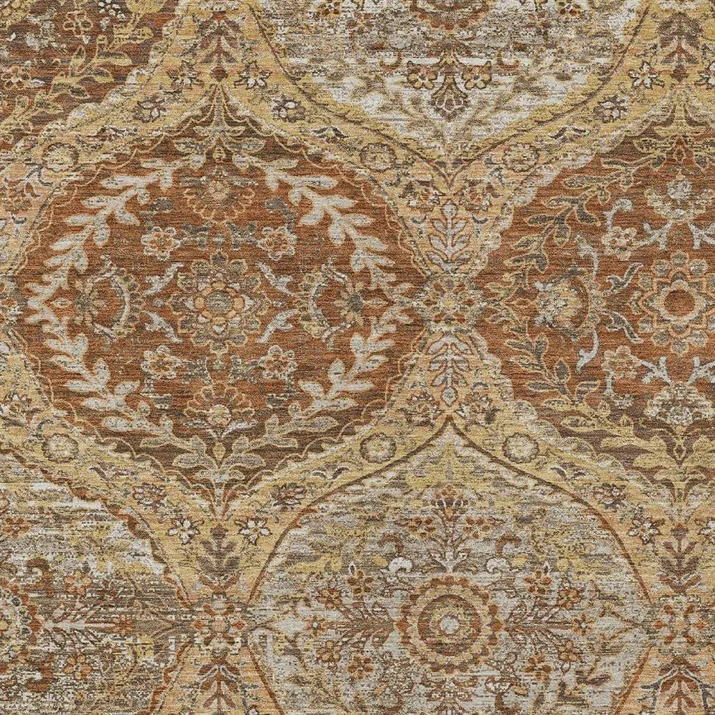 3' X 5' Copper And Pink Ogee Washable Indoor Outdoor Area Rug Homeroots Outdoor