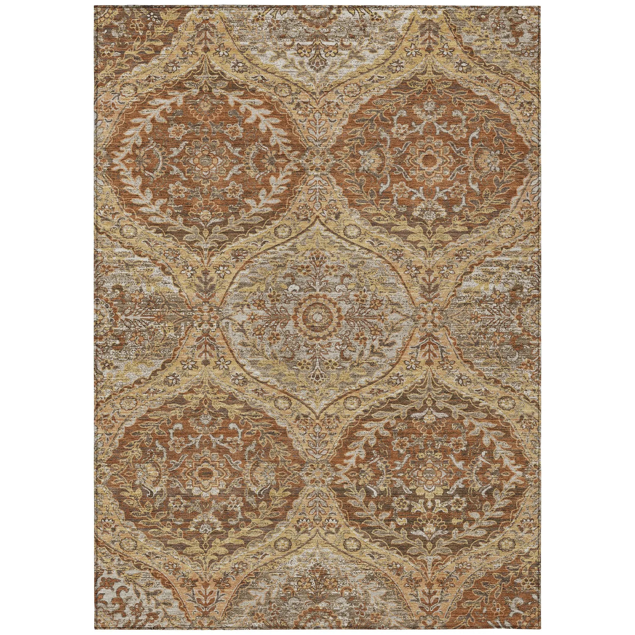 3' X 5' Copper And Pink Ogee Washable Indoor Outdoor Area Rug Homeroots Outdoor