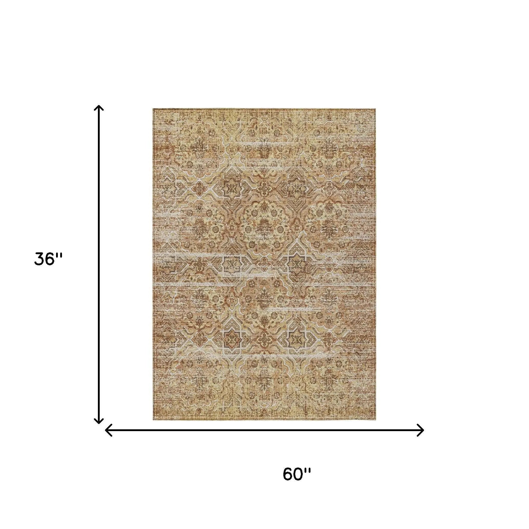 3' X 5' Copper And Purple Floral Washable Indoor Outdoor Area Rug Homeroots Outdoor