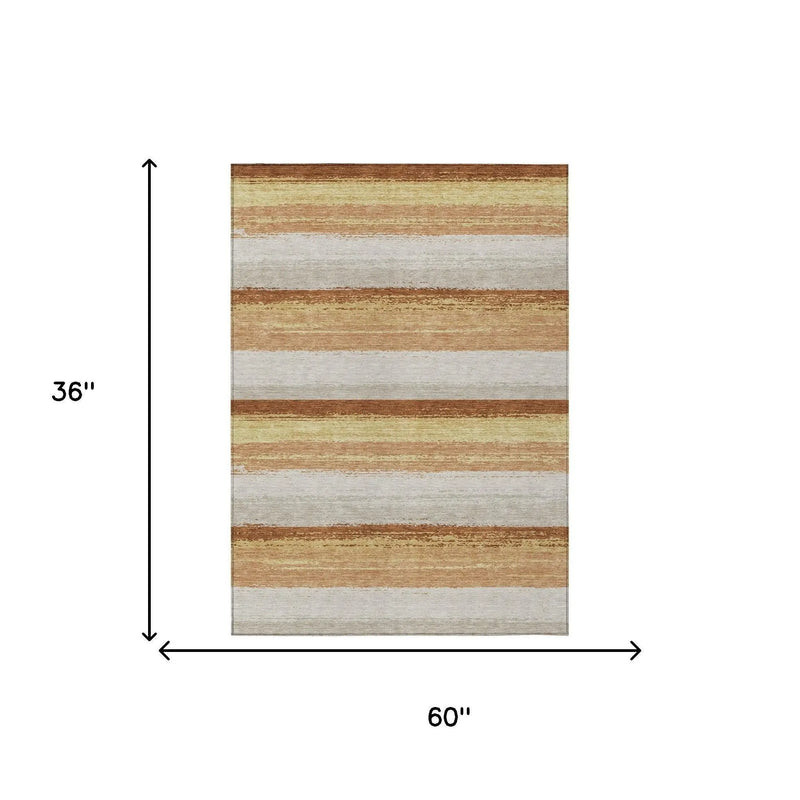 3' X 5' Copper And Purple Striped Washable Indoor Outdoor Area Rug Homeroots Outdoor