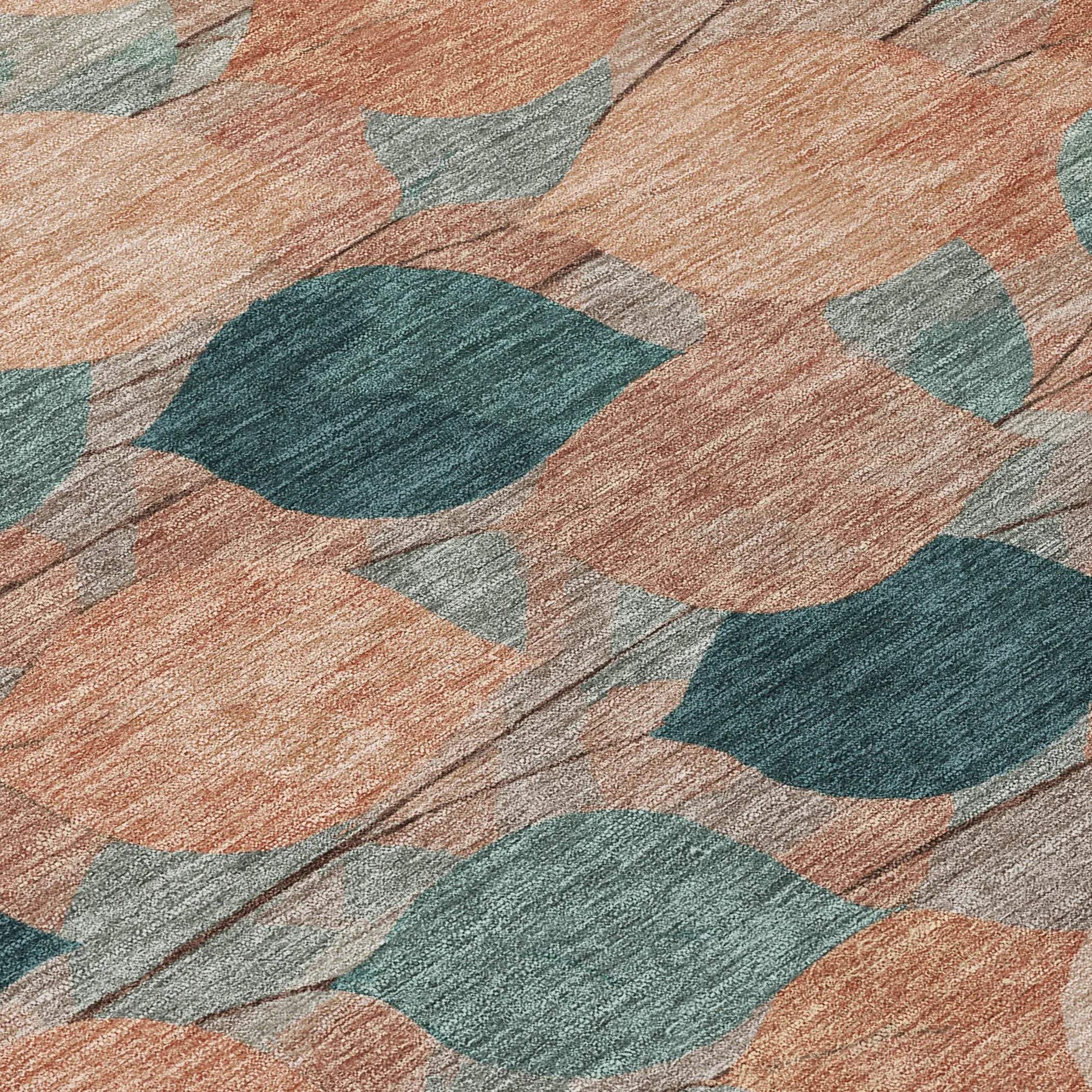 3' X 5' Copper And Salmon Floral Washable Indoor Outdoor Area Rug Homeroots Outdoor