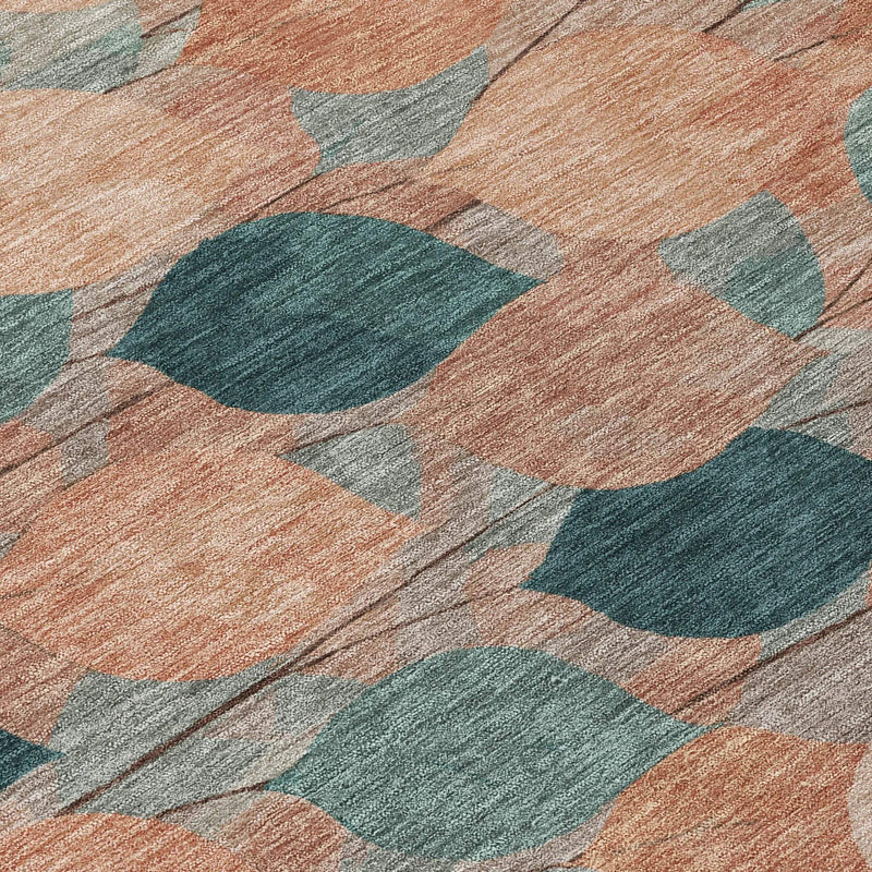 3' X 5' Copper And Salmon Floral Washable Indoor Outdoor Area Rug Homeroots Outdoor