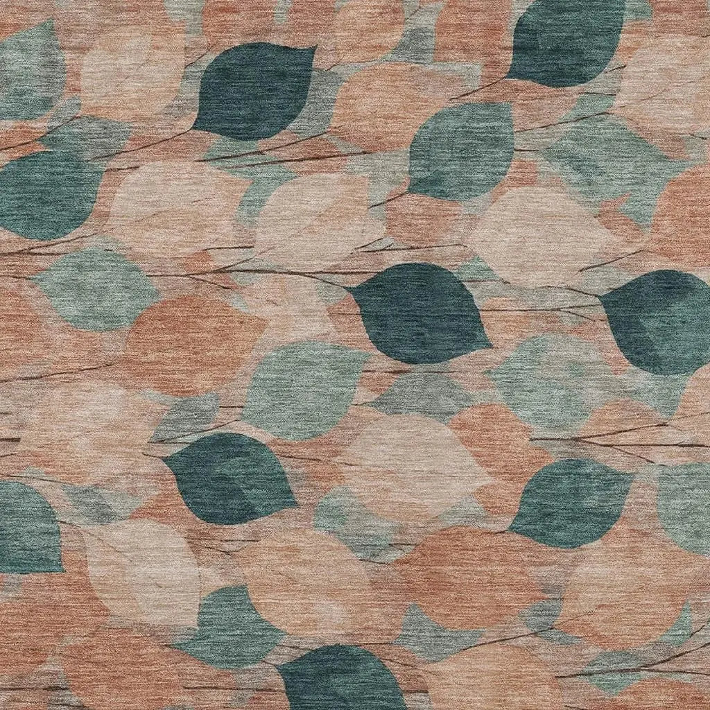 3' X 5' Copper And Salmon Floral Washable Indoor Outdoor Area Rug Homeroots Outdoor