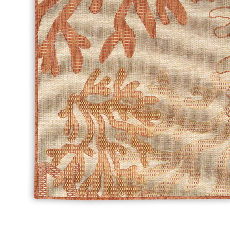 3' X 5' Coral And Beige Nautical Indoor Outdoor Area Rug Homeroots Outdoor