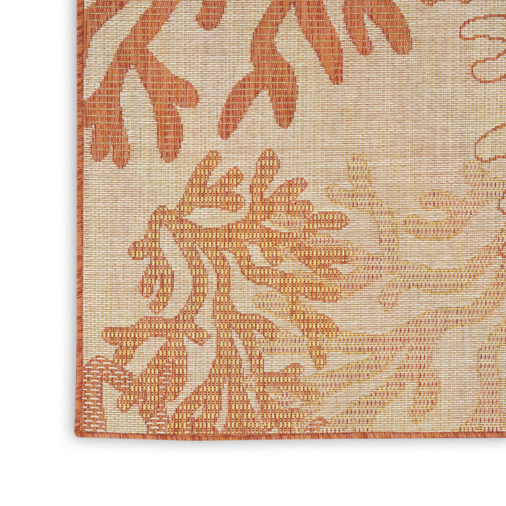 3' X 5' Coral And Beige Nautical Indoor Outdoor Area Rug Homeroots Outdoor