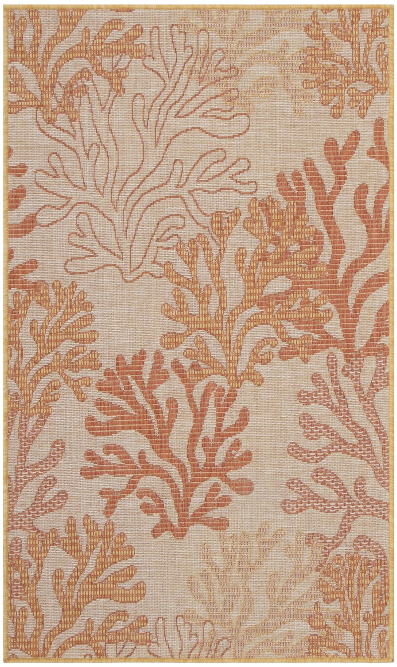3' X 5' Coral And Beige Nautical Indoor Outdoor Area Rug Homeroots Outdoor