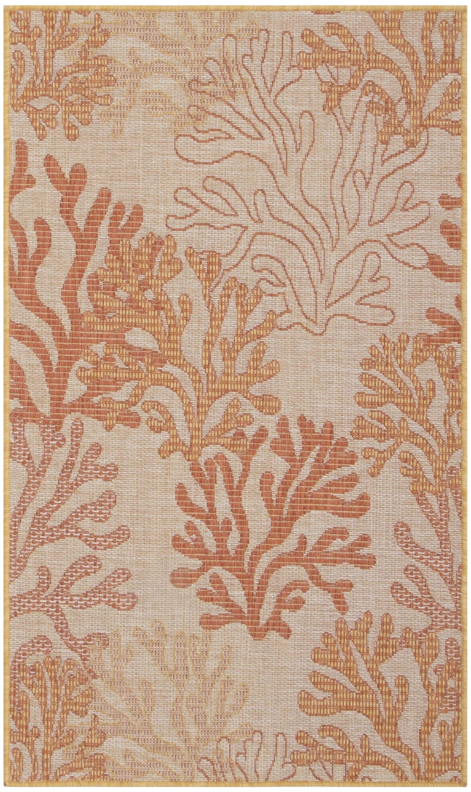 3' X 5' Coral And Beige Nautical Indoor Outdoor Area Rug Homeroots Outdoor